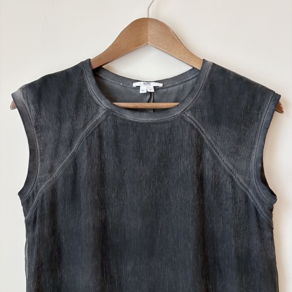 Helmut Lang Cotton Silk Blend Sleeveless Gauze Shift Dress XS Grey - Picture 2 of 7